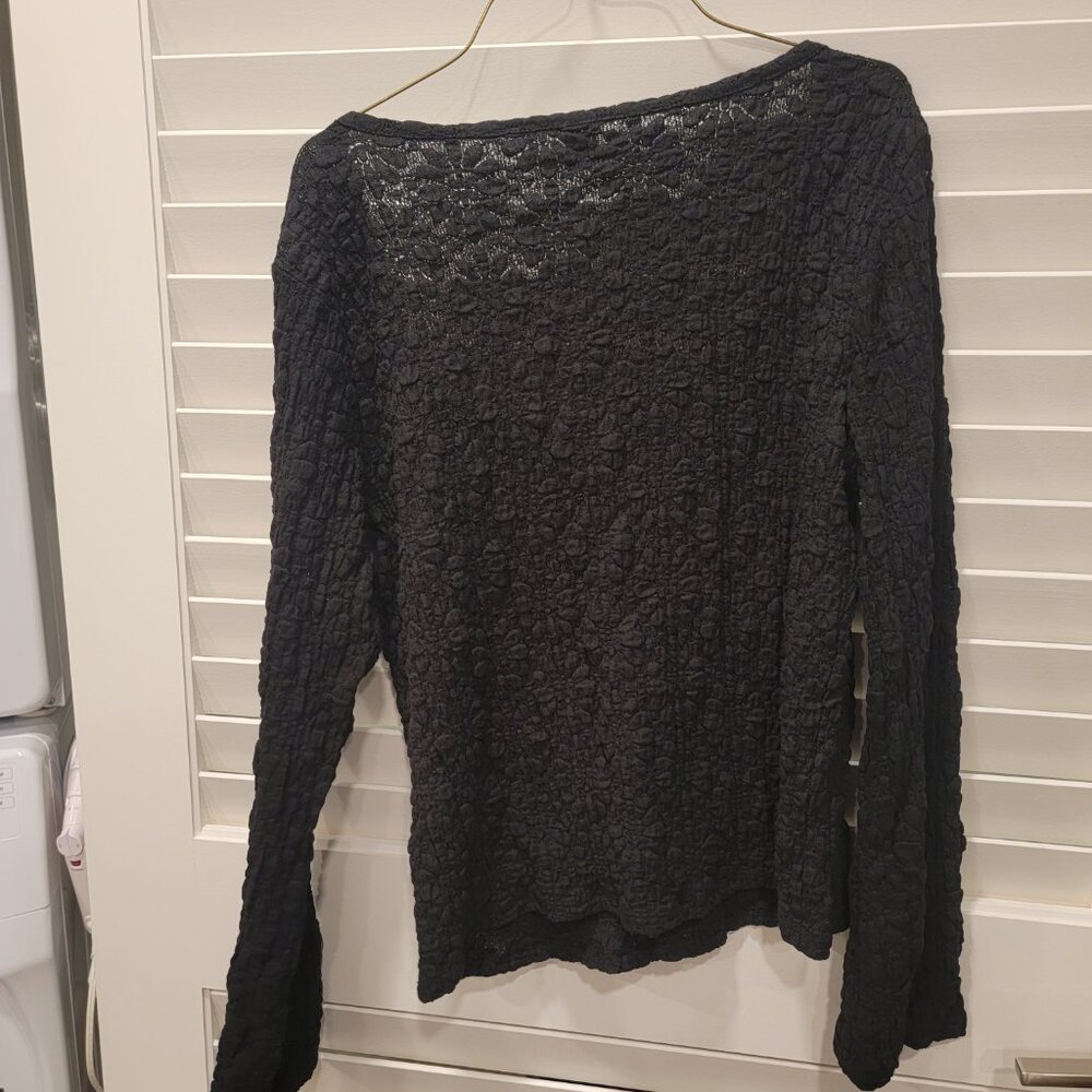 Textured Lace Scoop-Neck Top Black XL NWT - Picture 4 of 5